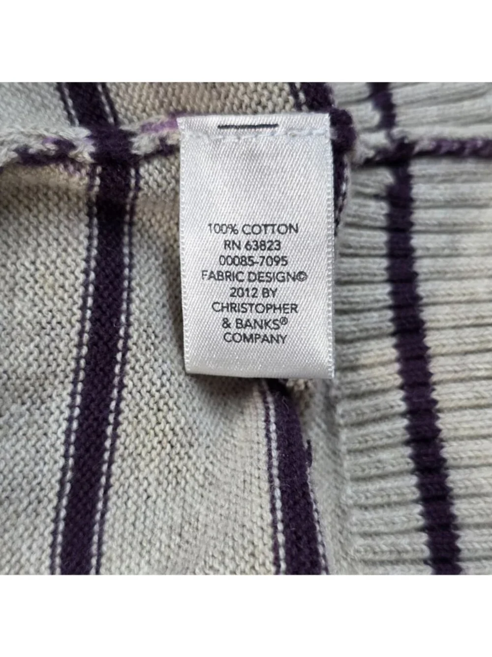 CJ Banks Floral Stripe Full Zip Cardigan 2X Cotton Purple Cottagecore Romantic